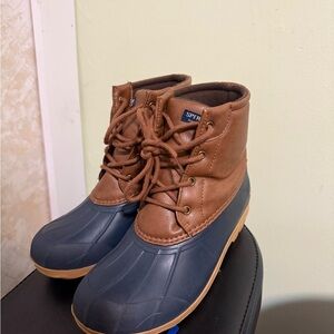 Sperry Men's Tan and Blue Rain Boots